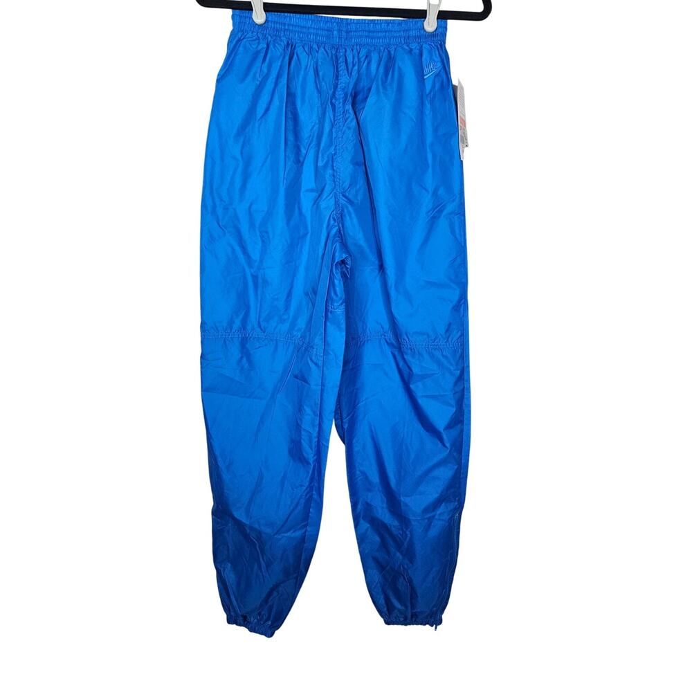 Deadstock Vintage 80s Nike L Blue Swishy Nylon Track Pant Gym Zipper Ankle